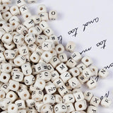 100-200Pcs Wooden Beads Alphabet Number Square Beads for Jewelry Making