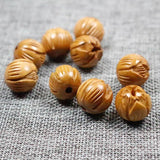 10pcs Handcraft Carved Wood Beads Lotus Shape Spacer Beads DIY Jewelry Making