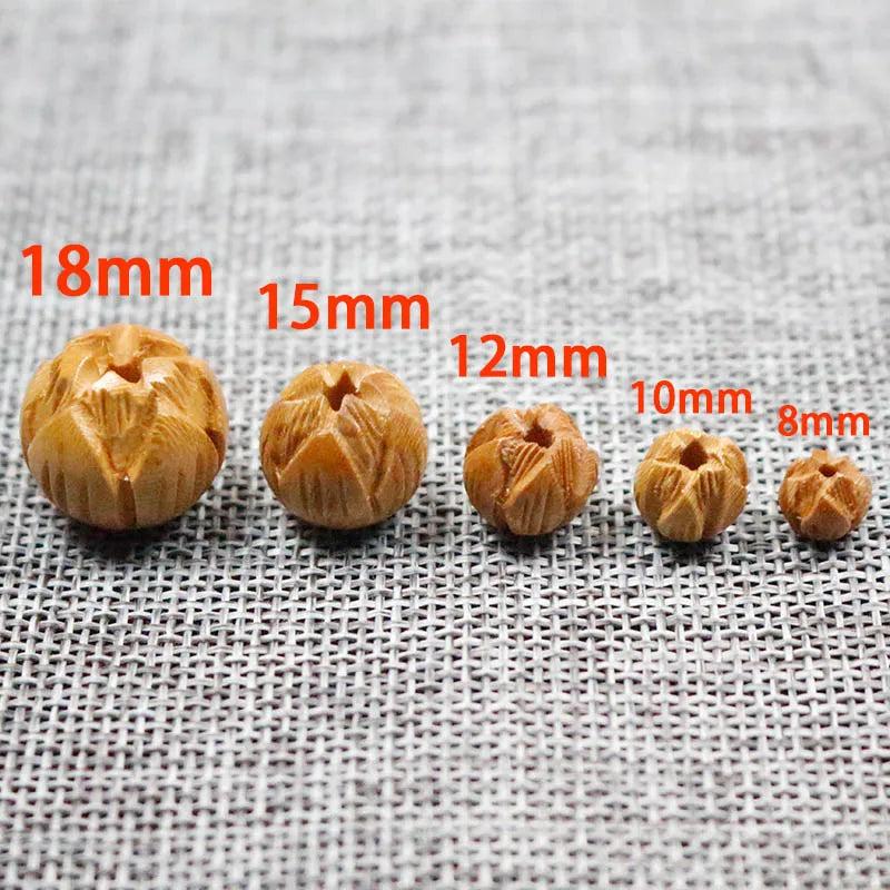 10pcs Natural Wooden Lotus Spacer Beads 8 10 12 15 18mm Peach Wood DIY Jewelry