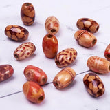 Tribal Pattern Wooden Beads Oval Vintage Printed Wood Dreadlock Beads