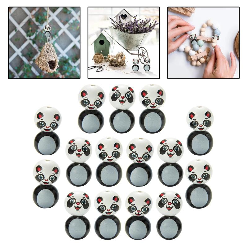 Wood Beads Animal Head Ball Charm Kit 20mm with Hole for DIY Jewelry Crafts
