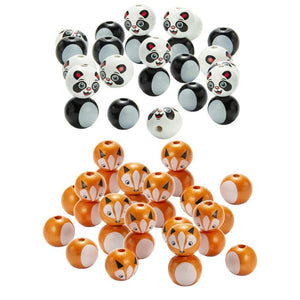 Wood Beads Animal Head Ball Charm Kit 20mm with Hole for DIY Jewelry Crafts