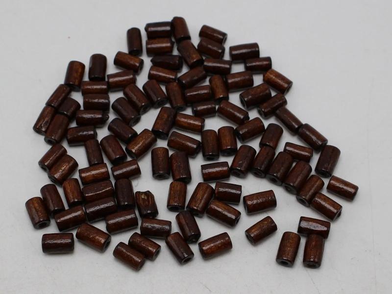 500 Brown Wood Column Tube Beads 5X8mm
