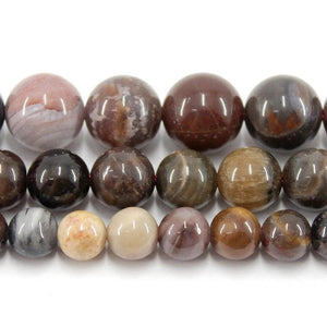 Petrified Wood Jade Round Stone Beads 4-12MM Strand