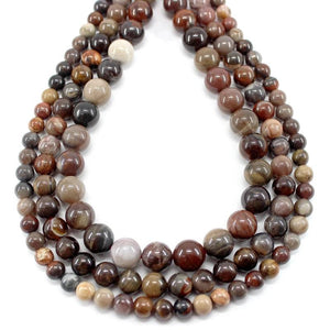 Petrified Wood Jade Round Stone Beads 4-12MM Strand
