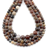 Petrified Wood Jade Round Stone Beads 4-12MM Strand