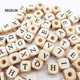 10mm Wooden Alphabet Beads 100PCs - A-Z Letter 0-9 Number Beads for Bracelets