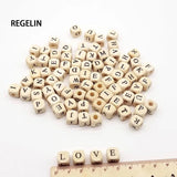 10mm Wooden Alphabet Beads 100PCs - A-Z Letter 0-9 Number Beads for Bracelets