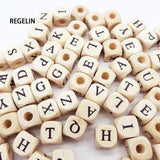 10mm Wooden Alphabet Beads 100PCs - A-Z Letter 0-9 Number Beads for Bracelets