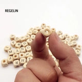 10mm Wooden Alphabet Beads 100PCs - A-Z Letter 0-9 Number Beads for Bracelets