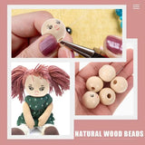 50Pcs 14mm Smile Face Wooden Beads Round Spacer Beads with Hole