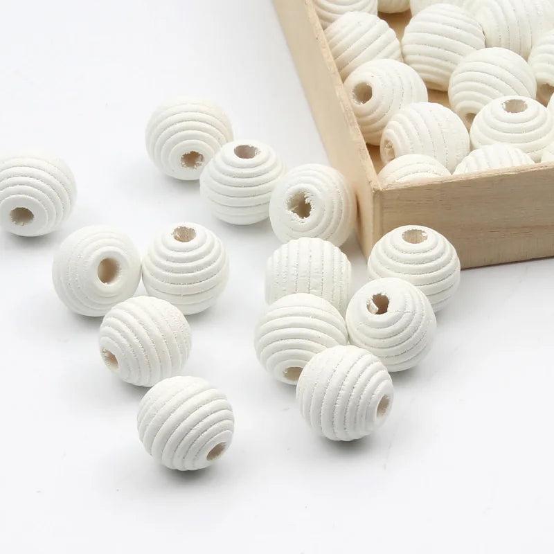 Mixed Natural Thread Beehive Wooden Spacer Beads DIY Jewelry Making