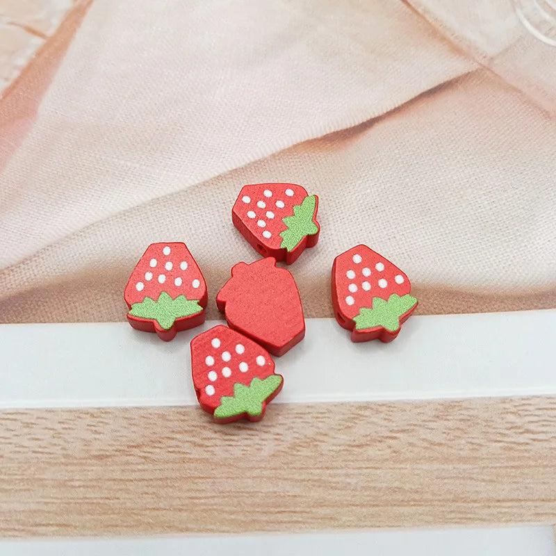 20Pcs Colorful Fruit Wood Chips DIY Wooden Crafts Kids Toys Jewelry Bracelet Mat