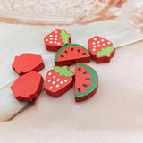 20Pcs Colorful Fruit Wood Chips DIY Wooden Crafts Kids Toys Jewelry Bracelet Mat