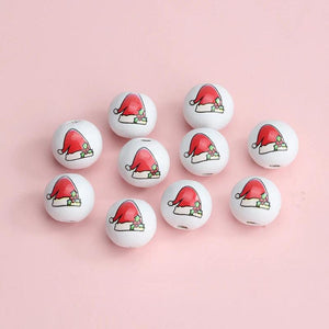 20Pcs Colorful Christmas Hat Beads 16mm DIY Loose Bead Accessorie