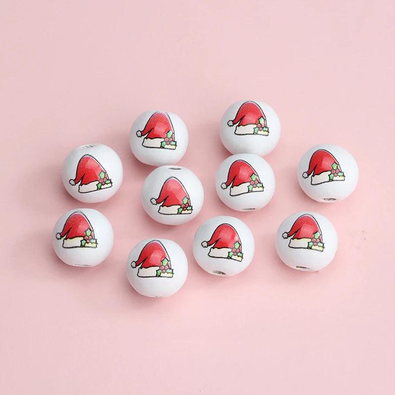 20Pcs Colorful Christmas Hat Beads 16mm DIY Loose Bead Accessorie