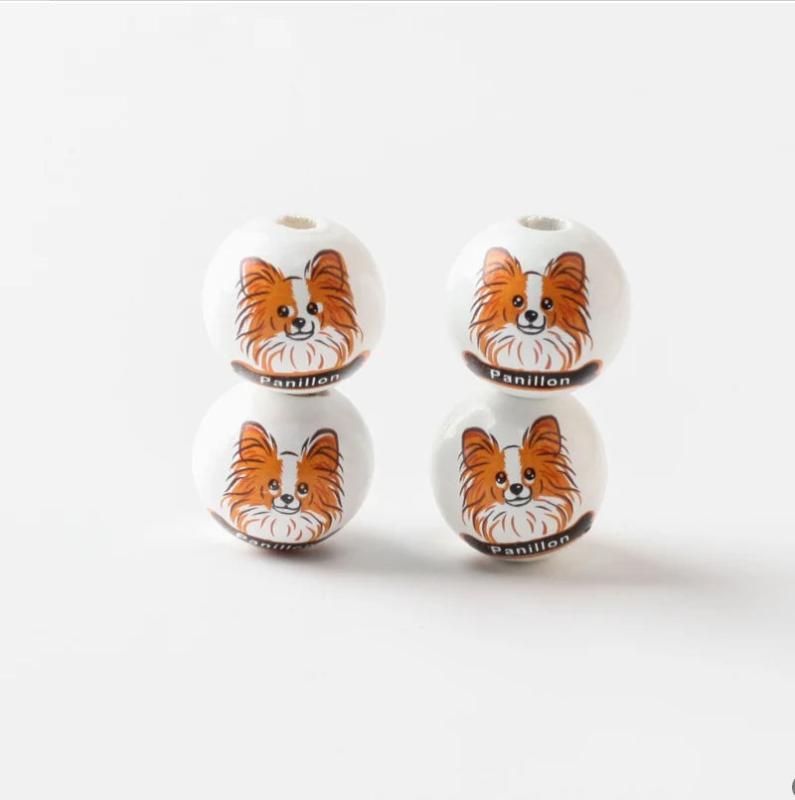 20Pcs 16MM Dog Wooden Beads DIY Party Decor Children's Toys Bracelet Access