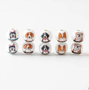 20Pcs 16MM Dog Wooden Beads DIY Party Decor Children's Toys Bracelet Access