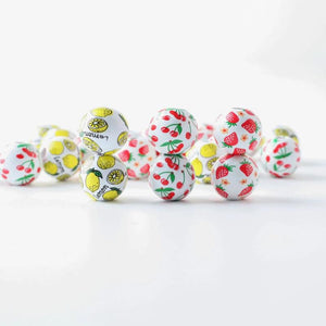 16mm 20Pcs Fruit Print Wood Round Beads DIY Jewelry Crafts