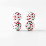 16mm 20Pcs Fruit Print Wood Round Beads DIY Jewelry Crafts