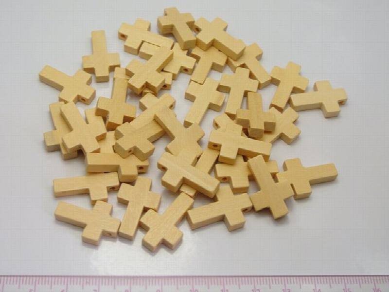 Natural Wooden Cross Beads Charm 22X15mm Wood Pendants