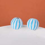 20Pcs Colorful Striped Wood Bead Wooden Crafts Kid's Toy Bracelet Accessories