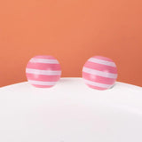 20Pcs Colorful Striped Wood Bead Wooden Crafts Kid's Toy Bracelet Accessories