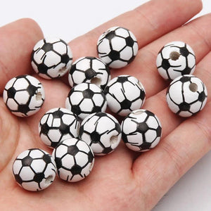16mm Natural Wood Volleyball Football Basketball Beads Jewelry Making DIY