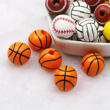 16mm Natural Wood Volleyball Football Basketball Beads Jewelry Making DIY