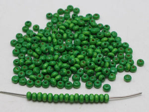1000 Green 4mm Round Wood Seed Beads