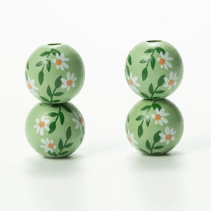 Chinoiserie 16mm Wooden Round Beads DIY Crafts Bracelet Accessories