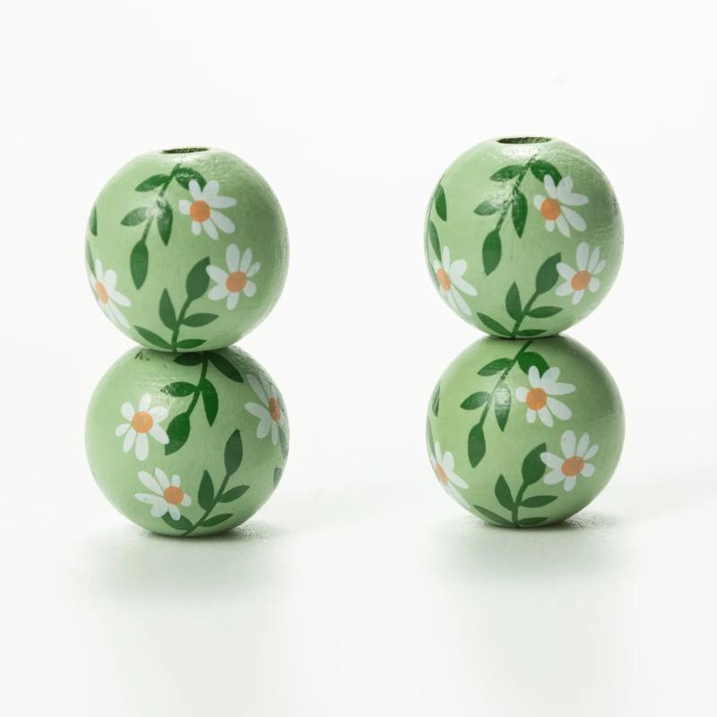 Chinoiserie 16mm Wooden Round Beads DIY Crafts Bracelet Accessories