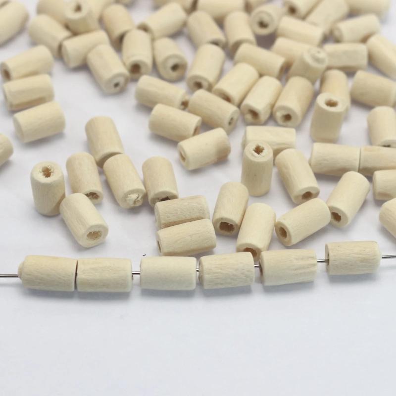 500 Pcs 5X8mm Wood Tube Beads Natural Untreated Wooden Spacer