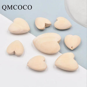 10Pcs Natural Heart-Shaped Wooden Chips for DIY Earrings Pendant Jewelry