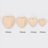 10Pcs Natural Heart-Shaped Wooden Chips for DIY Earrings Pendant Jewelry