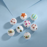 16mm Round Pearl Beach Marine Theme Printed Wood Beads