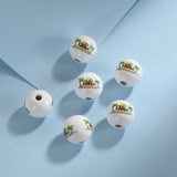 16mm Round Pearl Beach Marine Theme Printed Wood Beads