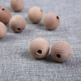 12-30mm Natural Beech Round Balls Spacer Beads Loose Beads