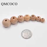 12-30mm Natural Beech Round Balls Spacer Beads Loose Beads