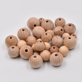 12-30mm Natural Beech Round Balls Spacer Beads Loose Beads