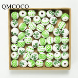 Irish St. Patrick's Green Wood Beads 20Pcs for Crafts Jewelry Bracelet