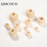 DIY Natural Round Wooden Beads Big Hole Custom Decorations Crafts