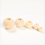 DIY Natural Round Wooden Beads Big Hole Custom Decorations Crafts