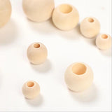 DIY Natural Round Wooden Beads Big Hole Custom Decorations Crafts