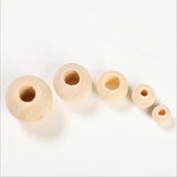 DIY Natural Round Wooden Beads Big Hole Custom Decorations Crafts
