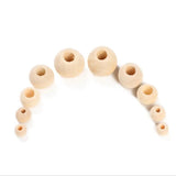 DIY Natural Round Wooden Beads Big Hole Custom Decorations Crafts