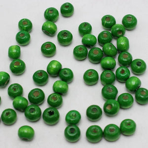 500 Green 8mm Round Wood Beads