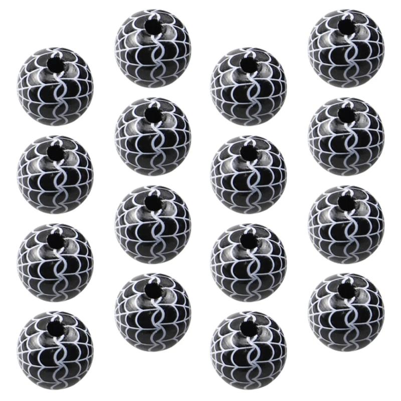 30 Pcs Decorate Cobweb Beads Round Wooden Wedding Halloween Jewelry