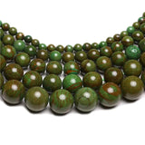 Green Wood Veins Stone Beads Round Gemstones Loose Beads For Jewelry Making