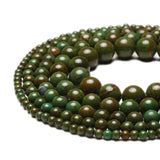 Green Wood Veins Stone Beads Round Gemstones Loose Beads For Jewelry Making